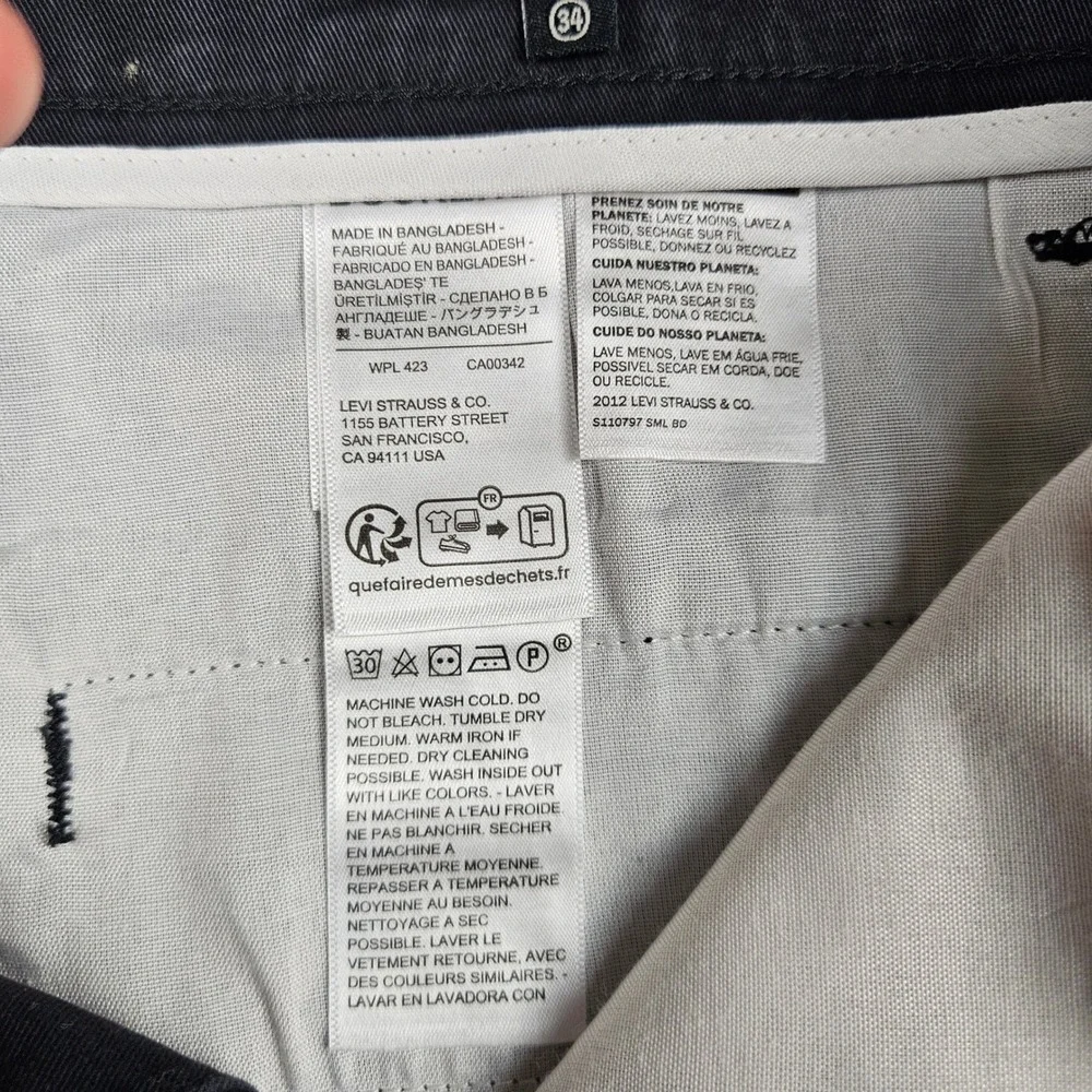 NWT‎ Dockers Blake Chino Black High Straight Pants Mens 34 Stretch Cotton